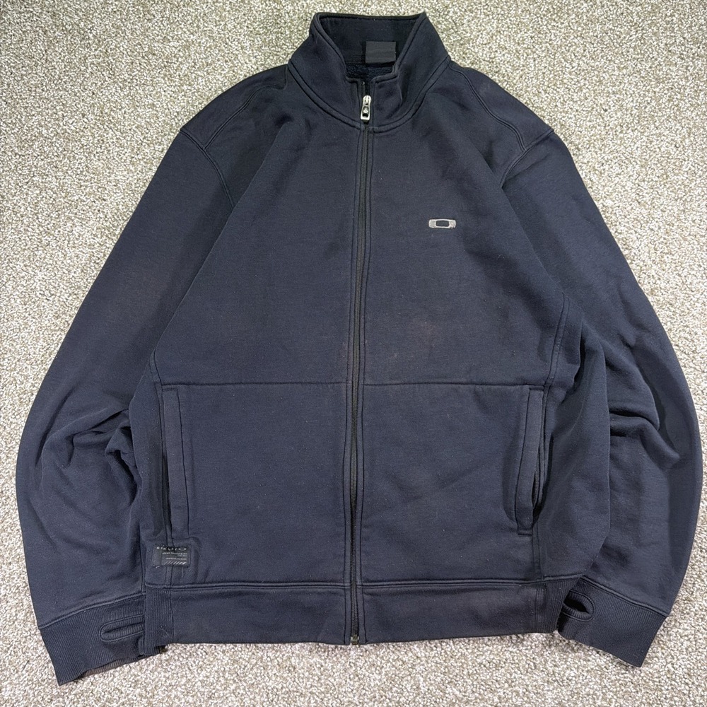 Distressed Oakley ZIPUP Jacket Y2k Style Faded Size XL Fleece Jacket